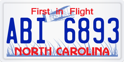 NC license plate ABI6893