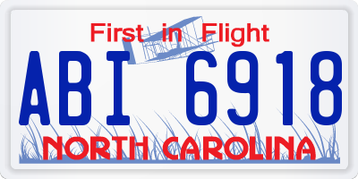 NC license plate ABI6918
