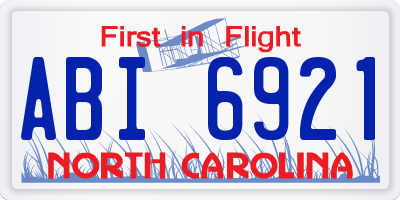 NC license plate ABI6921