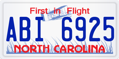 NC license plate ABI6925