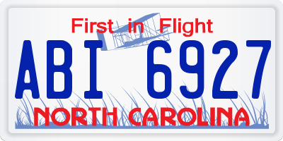 NC license plate ABI6927