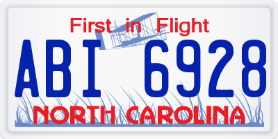 NC license plate ABI6928