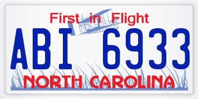 NC license plate ABI6933