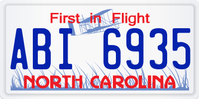 NC license plate ABI6935
