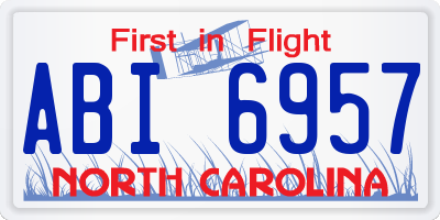 NC license plate ABI6957