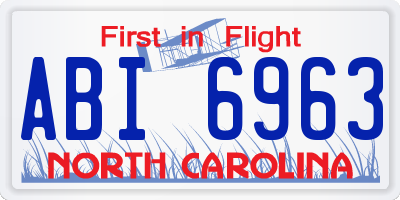 NC license plate ABI6963