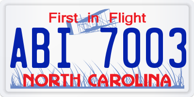 NC license plate ABI7003