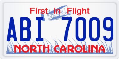 NC license plate ABI7009