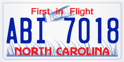 NC license plate ABI7018