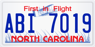 NC license plate ABI7019