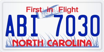 NC license plate ABI7030