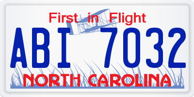 NC license plate ABI7032