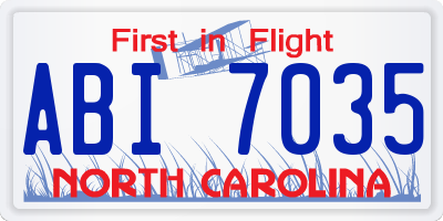 NC license plate ABI7035