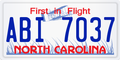 NC license plate ABI7037