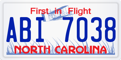 NC license plate ABI7038