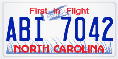 NC license plate ABI7042