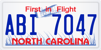 NC license plate ABI7047
