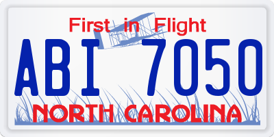 NC license plate ABI7050