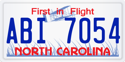 NC license plate ABI7054