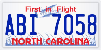 NC license plate ABI7058