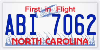 NC license plate ABI7062