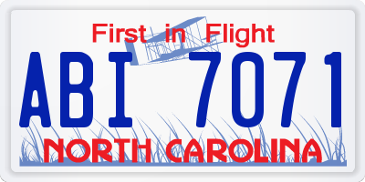 NC license plate ABI7071