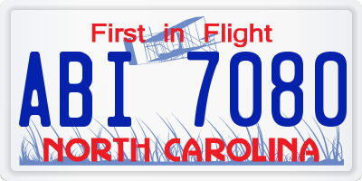 NC license plate ABI7080