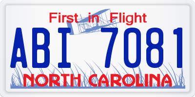 NC license plate ABI7081