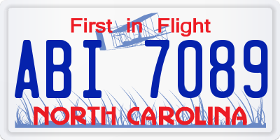NC license plate ABI7089