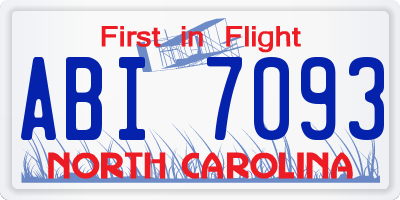 NC license plate ABI7093
