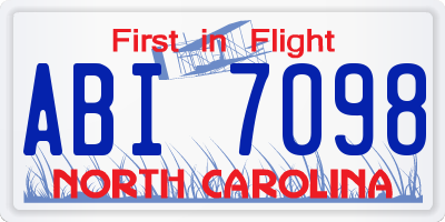 NC license plate ABI7098