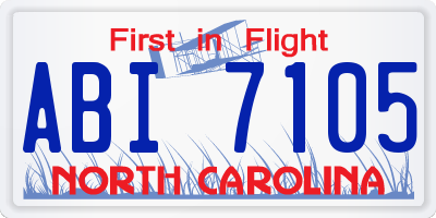 NC license plate ABI7105