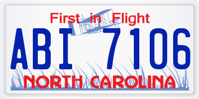 NC license plate ABI7106