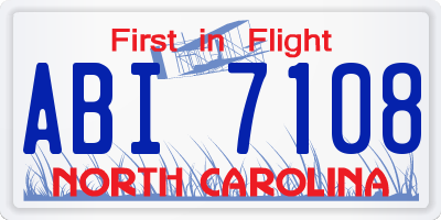 NC license plate ABI7108