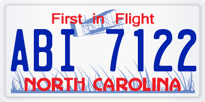 NC license plate ABI7122