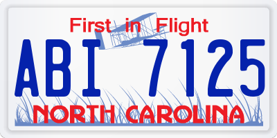 NC license plate ABI7125