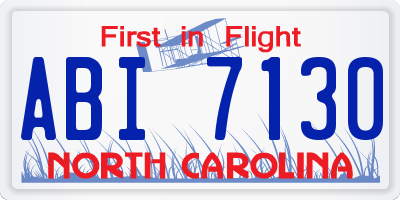 NC license plate ABI7130