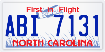 NC license plate ABI7131