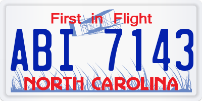 NC license plate ABI7143
