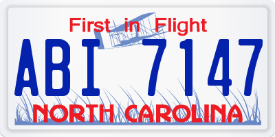 NC license plate ABI7147