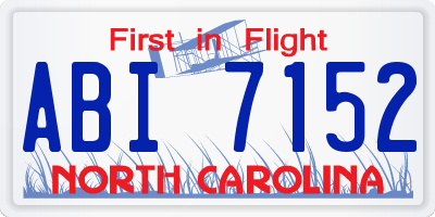NC license plate ABI7152