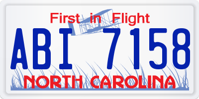 NC license plate ABI7158