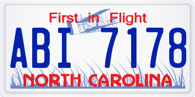 NC license plate ABI7178