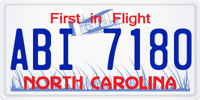 NC license plate ABI7180