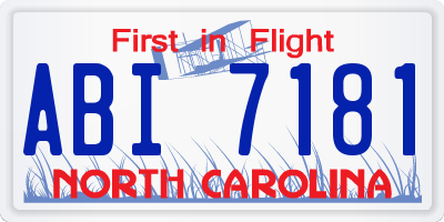 NC license plate ABI7181
