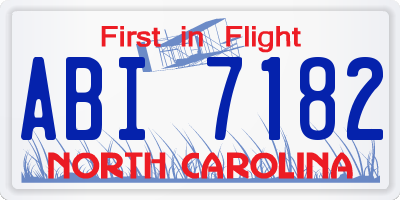 NC license plate ABI7182
