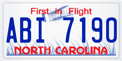 NC license plate ABI7190