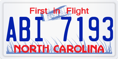 NC license plate ABI7193