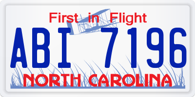 NC license plate ABI7196