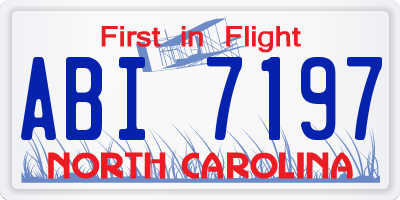 NC license plate ABI7197